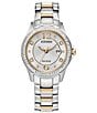 Color:Two Tone - Image 1 - Women's Crystal Three Hand Two Tone Stainless Steel Bracelet Watch