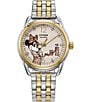 Color:Two Tone - Image 1 - Women's Disney© Empowered Minnie Mouse Multifunction Two Tone Stainless Steel Bracelet Watch