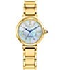 Color:Gold - Image 1 - Women's L Mae Three Hand Gold Stainless Steel Bracelet Watch