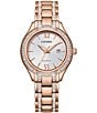 Color:Rose Gold - Image 1 - Women's Silhouette Crystal Three Hand Rose Gold Stainless Steel Bracelet Watch