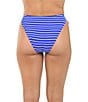 Citrus Brenton Pucker Stripe Adjustable Loop Tie High Leg Hipster Swim Bottom, Color:Ocean - Image 2