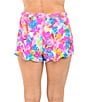 Citrus Color Me Floral Elastic Waist Merrow Edge Pull-On Swim Cover-Up Shorts, Color:Multi - Image 2