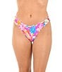 Citrus Color Me Floral V-Waist Merrow Edge Hipster Swim Bottom, Color:Multi - Image 1