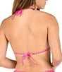 Citrus Picnic Date Plunge Neck Ruffle Triangle Swim Top, Color:Bright Pink - Image 2