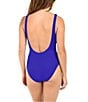 Citrus Solid Square Neck Open Back Tank One Piece Swimsuit, Color:Ocean - Image 2