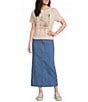 City Blues Pull-On Denim Mesh Maxi Skirt - Image 5