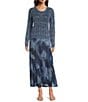 City Blues Belle Mesh Ombre Print A-Line Pull-On Maxi Skirt, Color:Navy Multi - Image 3