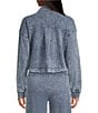 City Blues Coordinating Point Collar Long Sleeve Button-Front Cropped Knit Shacket, Color:Cadet Blue - Image 3