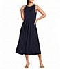 City Blues Crew Neck Sleeveless Shift Midi Dress - Image 1
