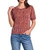 City Blues Crochet Distressed Acid Wash Crew Neck Short Sleeve Sweater - Image 1