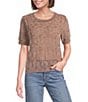 City Blues Crochet Distressed Acid Wash Crew Neck Short Sleeve Sweater - Image 5