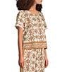 City Blues Floral Border Print Crew Neck Short Sleeve Top - Image 3