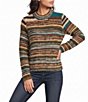 City Blues Knit Mixed Stripe Mock Neck Long Sleeve Sweater - Image 1