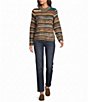 City Blues Knit Mixed Stripe Mock Neck Long Sleeve Sweater - Image 3