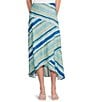 City Blues Multicolor Diagonal Stripe Asymmetrical Hem Pull-On Maxi Skirt - Image 1