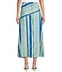 City Blues Multicolor Diagonal Stripe Asymmetrical Hem Pull-On Maxi Skirt - Image 2