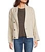 City Blues Notch Collar Long Sleeve Button Front Spliced Retro Denim Jacket, Color:Bone White - Image 1