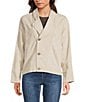 City Blues Notch Collar Long Sleeve Button Front Spliced Retro Denim Jacket, Color:Bone White - Image 2