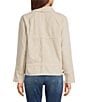 City Blues Notch Collar Long Sleeve Button Front Spliced Retro Denim Jacket, Color:Bone White - Image 3