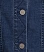 City Blues Petite Size Denim Point Collar Long Sleeve Button Front Bomber Jacket - Image 4