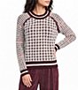City Blues Petite Size Houndstooth Mock Neck Long Raglan Sleeve Sweater - Image 1