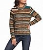 City Blues Petite Size Knit Mixed Stripe Mock Neck Long Sleeve Sweater - Image 1