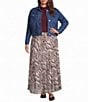 City Blues Plus Size Denim Point Collar Long Sleeve Button Front Bomber Jacket - Image 3