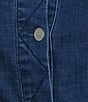 City Blues Plus Size Denim Point Collar Long Sleeve Button Front Bomber Jacket - Image 4