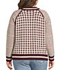 City Blues Plus Size Houndstooth Mock Neck Long Raglan Sleeve Sweater - Image 2
