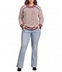 City Blues Plus Size Houndstooth Mock Neck Long Raglan Sleeve Sweater - Image 3