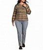 City Blues Plus Size Knit Mixed Stripe Mock Neck Long Sleeve Sweater - Image 3