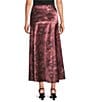 City Blues Savoy Bias Charmeuse Satin Brushstroke Print A-Line Pull-On Maxi Skirt, Color:Merlot Multi - Image 2