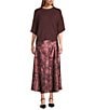 City Blues Savoy Bias Charmeuse Satin Brushstroke Print A-Line Pull-On Maxi Skirt, Color:Merlot Multi - Image 3