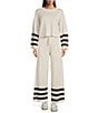 City Blues Solid Striped Wide Leg Coordinating Pull-On Sweater Pants, Color:Sand - Image 3