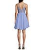 Color:Periwinkle - Image 2 - Cowl Neck Lace Back Fit-And-Flare Dress
