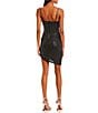 Color:Black Combo Multi - Image 2 - Cowl Neck Sleeveless Asymmetrical Hem Glitter Dress