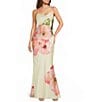 City Vibe Exploded Floral Print Drape Front A-Line Long Dress - Image 1