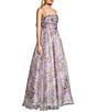 City Vibe Floral Print Square Neck Sleeveless Back Sash Tie Ballgown, Color:Lavender/Pink - Image 3