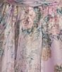 City Vibe Floral Print Square Neck Sleeveless Back Sash Tie Ballgown, Color:Lavender/Pink - Image 4