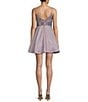 Color:Medium Lavender - Image 2 - Glitter Front Cut-Out Illusion Lace Back Fit & Flare Dress