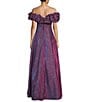 Color:Grape - Image 2 - Glitter Off-The-Shoulder Ruffle Trim Long Dress