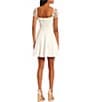 Color:Ivory - Image 2 - Lace Puff Sleeve Square Neck Fit-And-Flare Mini Dress