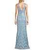 Color:Sky Blue - Image 2 - Sequin Lace Scoop Neck Dress