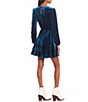Color:Teal - Image 2 - Velvet Double Hem Long Sleeve Dress