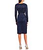 Color:Navy - Image 2 - Long-Sleeve Glitter-Knit Top & Midi Skirt Two-Piece Dress