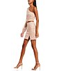 Color:Nude - Image 3 - One-Shoulder Blouson Sleeve Top And Fitted Skirt Patterned Lace Two-Piece Dress