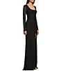 City Vibe Long Sleeve Square Neck Mesh With Studs Long Dress, Color:Black/Silver - Image 3
