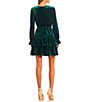 Color:Forest Green - Image 2 - Long-Sleeve Tiered Stretch Velvet Fit-And-Flare Dress