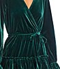 Color:Forest Green - Image 3 - Long-Sleeve Tiered Stretch Velvet Fit-And-Flare Dress