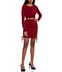 Color:Burgundy - Image 1 - Long-Sleeve Top & Ruched Skirt Two-Piece Dress